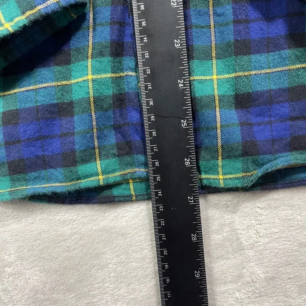Ralph Lauren Flannel Shirt‎ Mens Medium Blue Green Plaid Classic Fit Button Down
